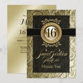Elegant Glamor Embossed Sweet Sixteen Kaart (Voorkant / Achterkant)