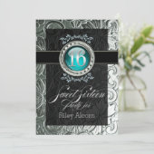 Elegant Glamor Embossed Sweet Sixteen Kaart (Staand voorkant)