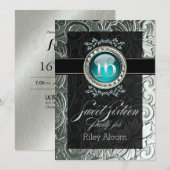 Elegant Glamor Embossed Sweet Sixteen Kaart (Voorkant / Achterkant)