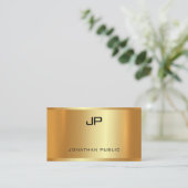 Elegant Glamor Faux Gold Modern Luxurous Plain Visitekaartje (Staand voorkant)
