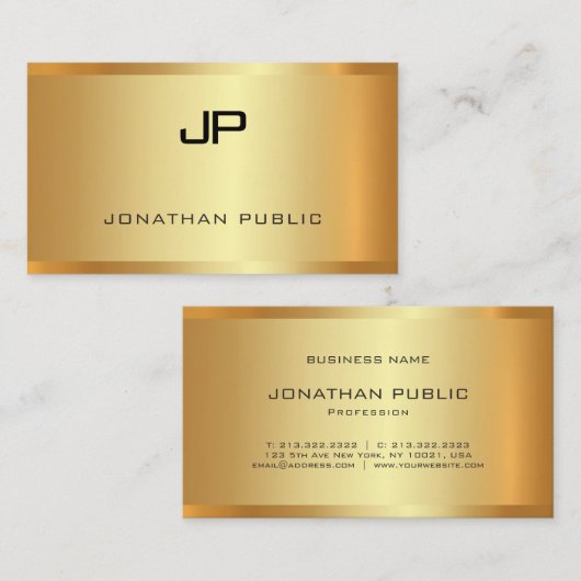 Elegant Glamor Gold Blik Moderne Sjabloon Luxe Visitekaartje (Voorkant / Achterkant)