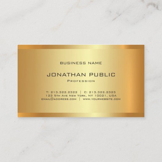 Elegant Glamor Gold Blik Moderne Sjabloon Luxe Visitekaartje (Achterkant)