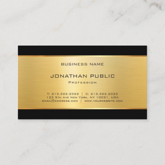 Elegant Glamor Gold Moderne Luxureuze Sjabloon Visitekaartje (Achterkant)