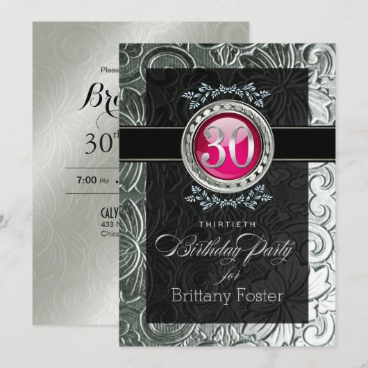 Elegant Glamor In reliëf 30e verjaardag Kaart (Voorkant / Achterkant)