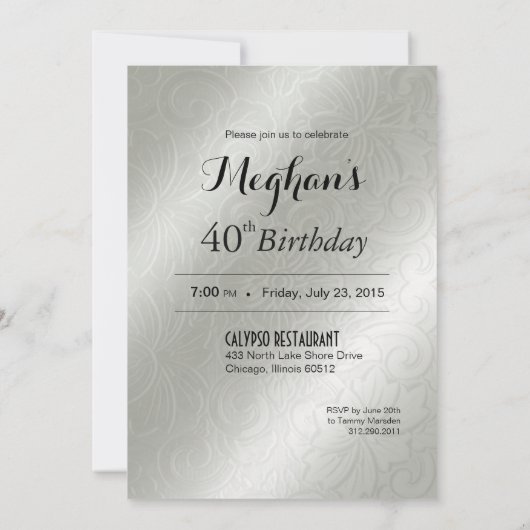 Elegant Glamor In reliëf 40e verjaardag Kaart (Achterkant)