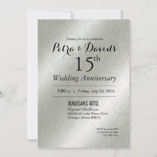 Elegant Glamor Ingegraveerd 15e Jubileum Kaart (Achterkant)