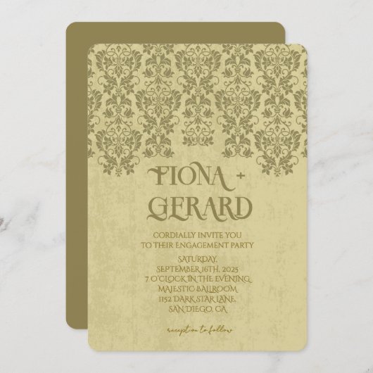 Elegant Glamor Lace Engagement Party Invitation Kaart (Voorkant / Achterkant)