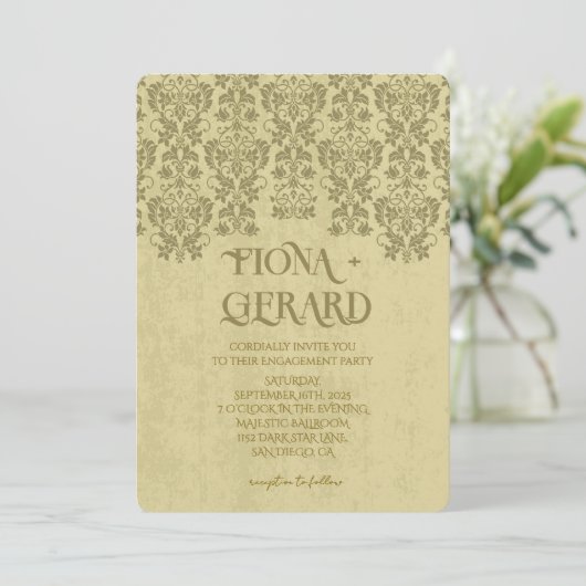 Elegant Glamor Lace Engagement Party Invitation Kaart (Staand voorkant)