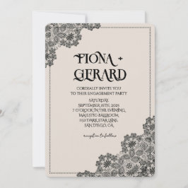 Elegant Glamor Lace Engagement Party Invitation Kaart
