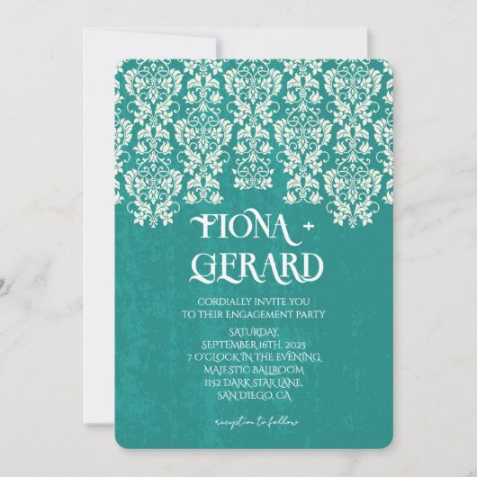 Elegant Glamor Lace Engagement Party Invitation Kaart (Voorkant)