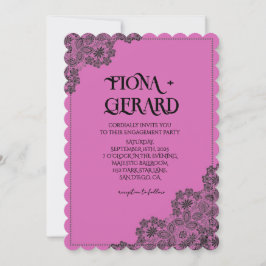 Elegant Glamor Lace Engagement Party Invitation Kaart