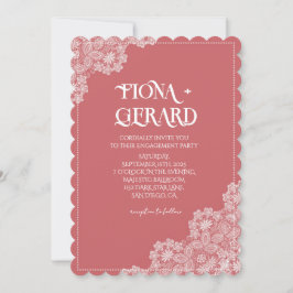 Elegant Glamor Lace Engagement Party Invitation Kaart
