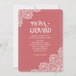 Elegant Glamor Lace Engagement Party Invitation Kaart