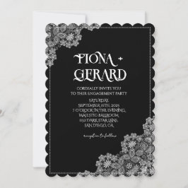 Elegant Glamor Lace Engagement Party Invitation Kaart