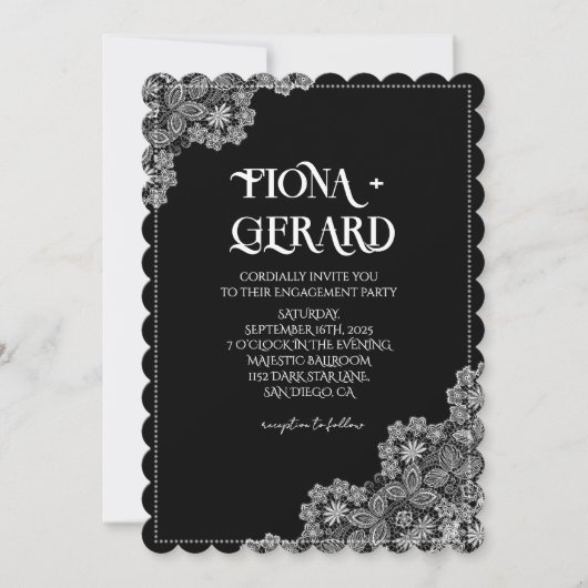 Elegant Glamor Lace Engagement Party Invitation Kaart (Voorkant)