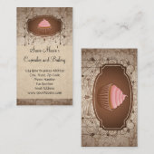 Elegant Glamor Mocha Damask Cupcake Bakery Visitekaartje (Voorkant / Achterkant)