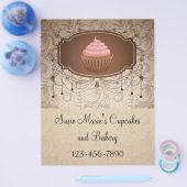 Elegant Glamor Mocha Damask Cupcake Design Flyer (Enkel)