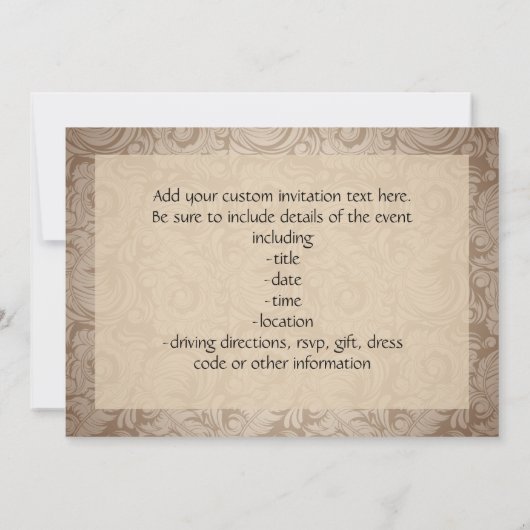 Elegant Glamor Mocha Damask Cupcake Design Kaart (Achterkant)