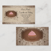 Elegant Glamor Mocha Damask Cupcake Visitekaartje (Voorkant / Achterkant)