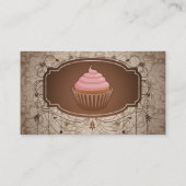 Elegant Glamor Mocha Damask Cupcake Visitekaartje (Achterkant)