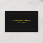 Elegant Glamor Modern Gold Striped Black Sjabloon Visitekaartje (Voorkant)