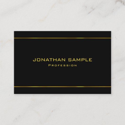 Elegant Glamor Modern Gold Striped Black Sjabloon Visitekaartje (Voorkant)