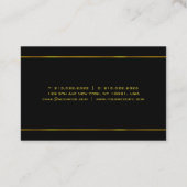 Elegant Glamor Modern Gold Striped Black Sjabloon Visitekaartje (Achterkant)