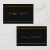 Elegant Glamor Modern Gold Striped Black Sjabloon Visitekaartje (Voorkant / Achterkant)