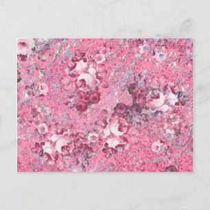 Elegant Glamor Pink Roses Glitter Foto afdrukken Briefkaart