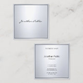 Elegant Glamor Silver Professional Modern Plain Vierkante Visitekaartje (Voorkant / Achterkant)