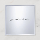 Elegant Glamor Silver Professional Modern Plain Vierkante Visitekaartje (Voorkant)