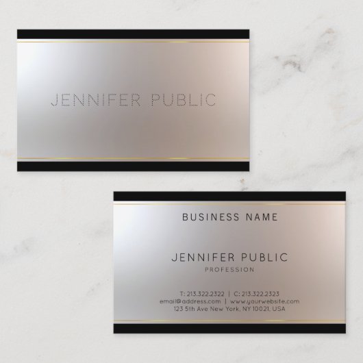Elegant glamor Unieke Gold Silver Plain Moderne Visitekaartje (Voorkant / Achterkant)