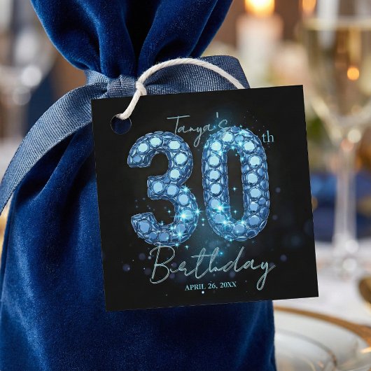 Elegant Glamorous Bling Jewel 30th Birthday Bedankjes Labels