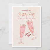 Elegant Glamorous Pink Champagne Birthday  Kaart (Voorkant)