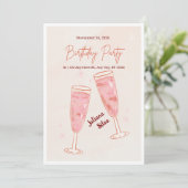Elegant Glamorous Pink Champagne Birthday  Kaart (Staand voorkant)