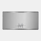 Elegant Glamorous Silver Custom Name Monogram Bureaumat (Voorkant)