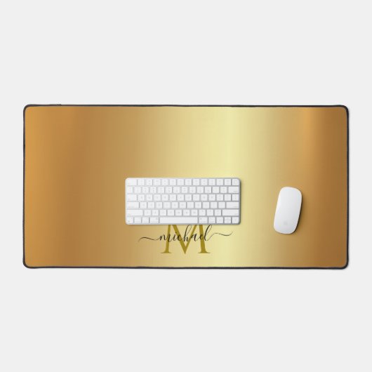 Elegant Glamour Gold Custom Name Monogram Bureaumat (Keyboard & Muis)