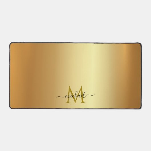 Elegant Glamour Gold Custom Name Monogram Bureaumat (Voorkant)