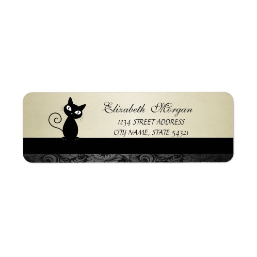 Elegant Glamoureus Black Cat Address Label-Hiel Etiket (Voorkant)