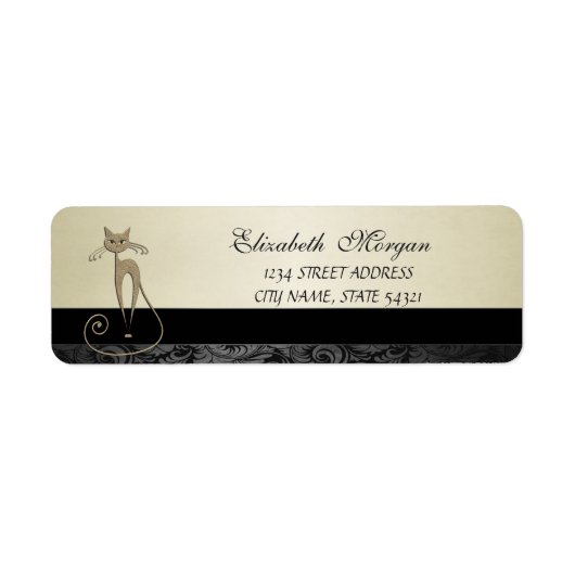 Elegant Glamoureus Cat Adres Label- Etiket (Voorkant)