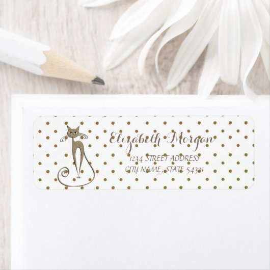 Elegant Glamoureus, Cat, Polka Dots Address Label (Insitu)