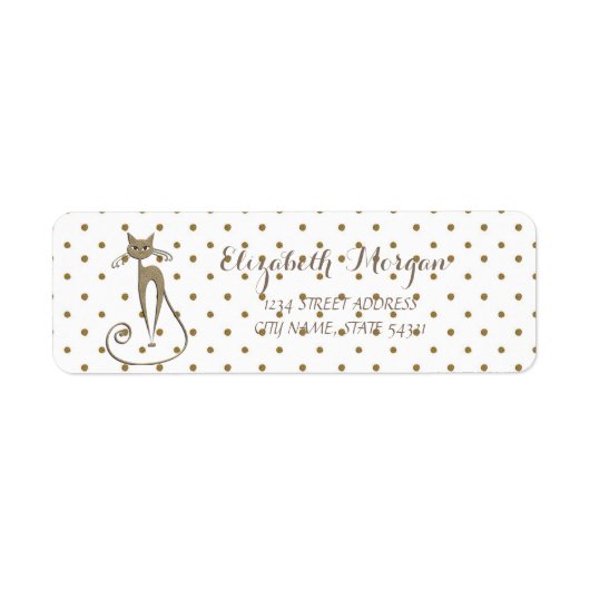 Elegant Glamoureus, Cat, Polka Dots Address Label (Voorkant)