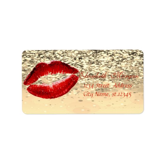 Elegant Glamoureus Chic Glittery Bokeh, Lips Etiket (Voorkant)