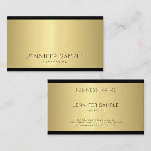 Elegant Glamoureus Design Modern Gold Trendy Luxe Visitekaartje (Voorkant / Achterkant)