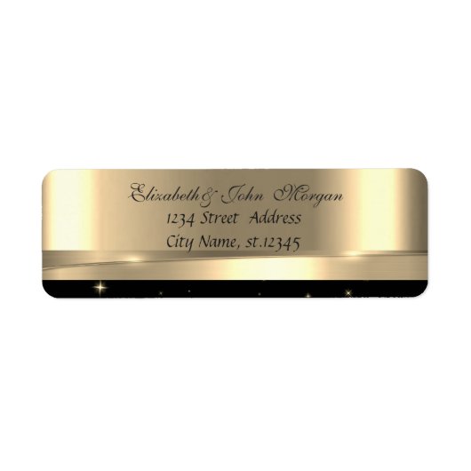 Elegant Glamoureus Gold Black Shiny Etiket (Voorkant)