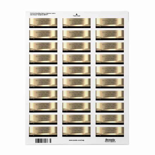 Elegant Glamoureus Gold Black Shiny Etiket (Full Sheet)