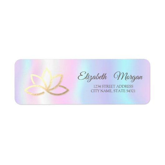Elegant Glamoureus Gold Lotus Holographic Etiket (Voorkant)