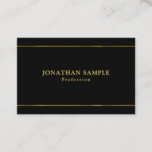 Elegant Glamoureus Gold Stripes Black Cool Sjabloo Visitekaartje (Voorkant)