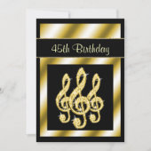 Elegant, Glamoureus Gold Treble Clefs 45th Birthda Kaart (Voorkant)