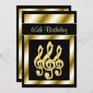 Elegant, Glamoureus Gold Treble Clefs 65th Birthda Kaart